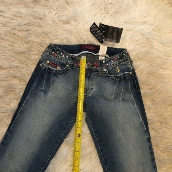 NWT Baby Phat boot cut Rhinestone sparkle embroidered pocket blue jeans sz 5 - Picture 15 of 16